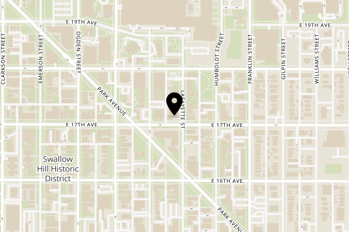 Map showing the location of Cafe Miriam Café Miriam - Uptown on 1707 Lafayette St in Denver